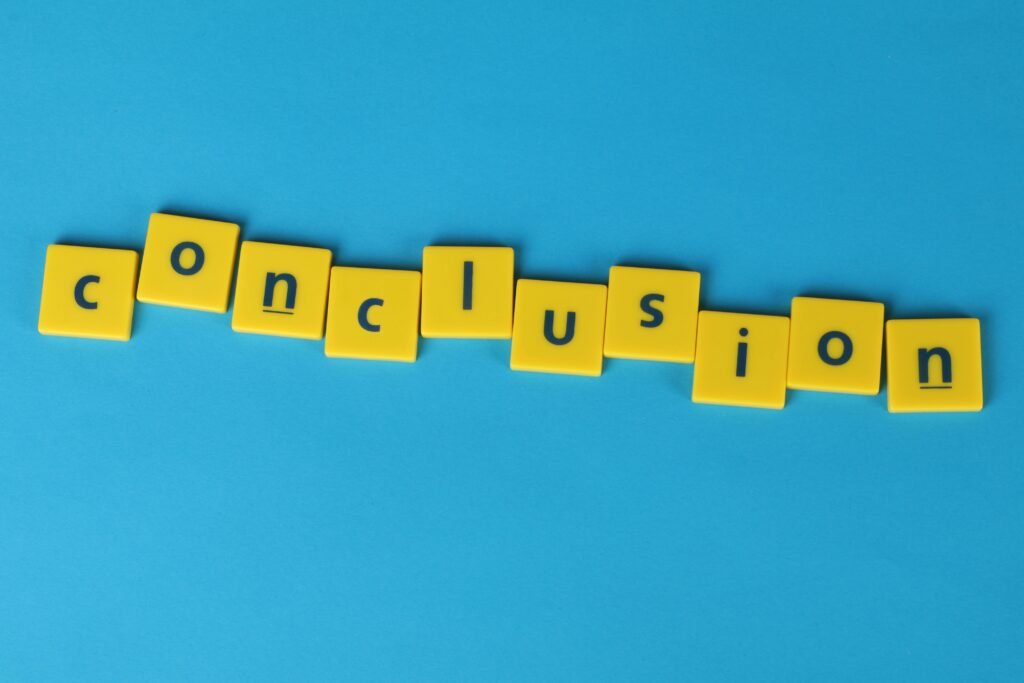 Yellow letters spelling 'conclusion'