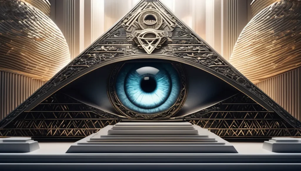 Illuminati eye within a pyramid.